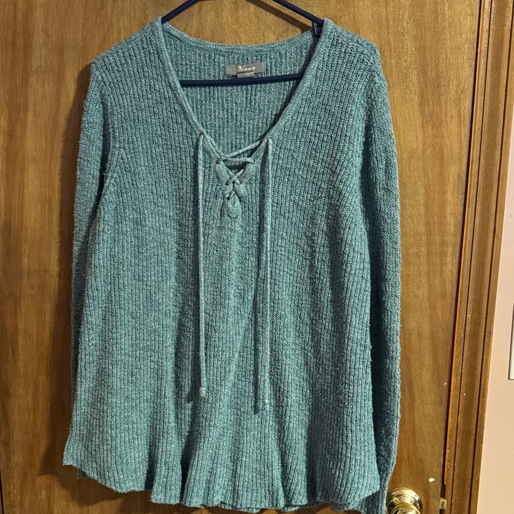 Natural Reflections Teal V-Neck Sweater